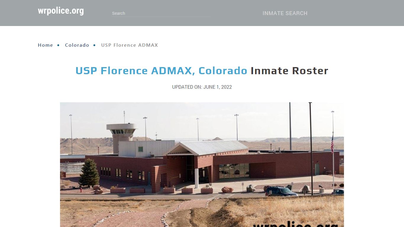 USP Florence ADMAX, Colorado - Inmate Locator