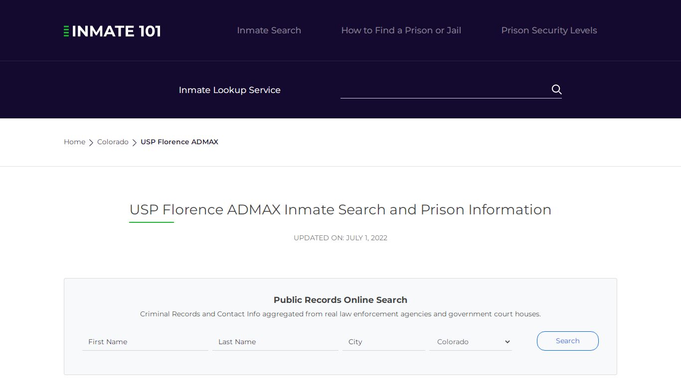 USP Florence ADMAX Inmate Search | Lookup | Roster