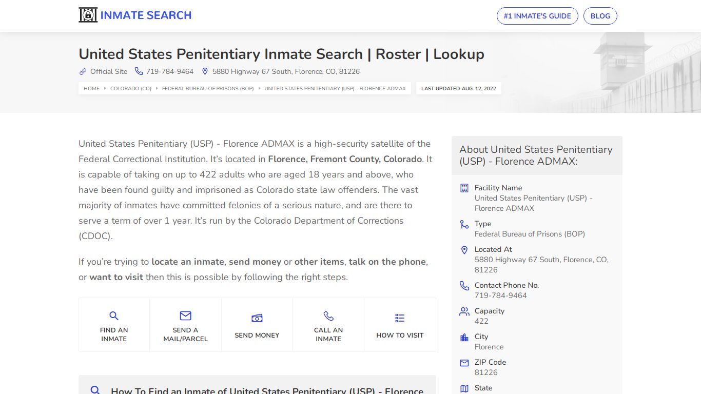 United States Penitentiary Inmate Search | Roster | Lookup